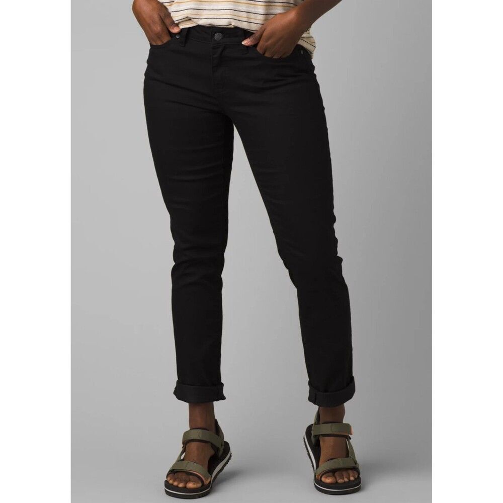 New NWT Womens 6 Short Prana Kayla Jeans Denim Black Out Stretch 28 X 30 Dark